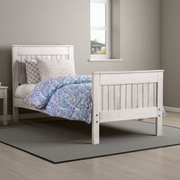 Waly Full Bed, Farmhouse Plank Design, Classic White Solid Pine Wood - BM328853