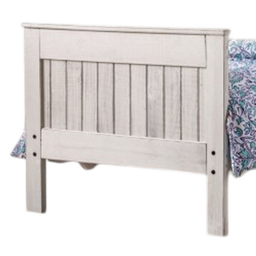 Waly Queen Bed, Farmhouse Plank Design, Classic White Solid Pine Wood - BM328854