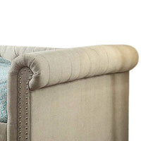 Leap Queen Daybed with Trundle, Button Tufting, Beige Linen Upholstery - BM328856
