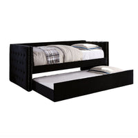Suzo Daybed with Trundle, Black Flannelette Upholstery, Nailhead Trim - BM328859