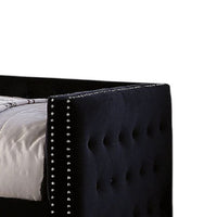 Suzo Daybed with Trundle, Black Flannelette Upholstery, Nailhead Trim - BM328859