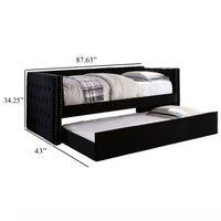 Suzo Daybed with Trundle, Black Flannelette Upholstery, Nailhead Trim - BM328859