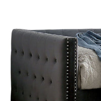 Suzo Daybed with Trundle, Gray Flannelette Upholstery, Nailhead Trim - BM328860