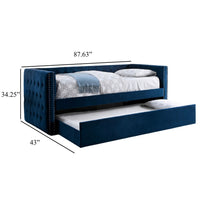 Suzo Daybed with Trundle, Blue Flannelette Upholstery, Nailhead Trim - BM328861