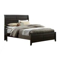 Lyna Queen Size Bed with Curved Headboard, Walnut Brown Solid Wood - BM328877