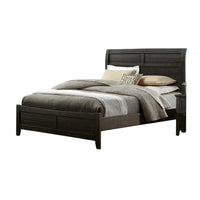 Lyna Queen Size Bed with Curved Headboard, Walnut Brown Solid Wood - BM328877