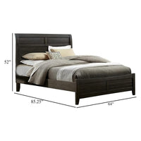 Lyna Queen Size Bed with Curved Headboard, Walnut Brown Solid Wood - BM328877