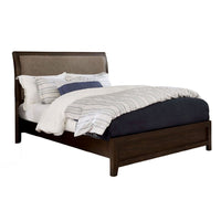 Amie Queen Size Bed, Modern Upholstered Headboard, Brown Solid Wood - BM328882