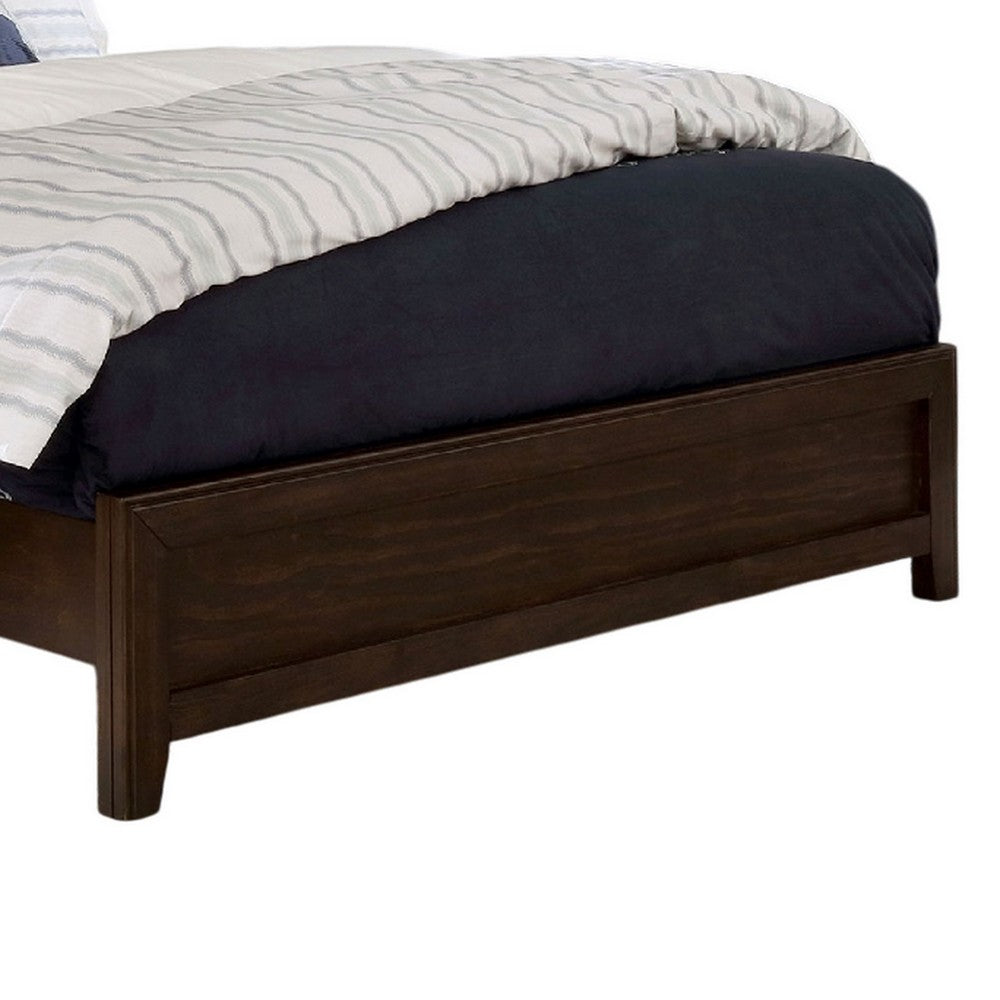 Amie Queen Size Bed, Modern Upholstered Headboard, Brown Solid Wood - BM328882