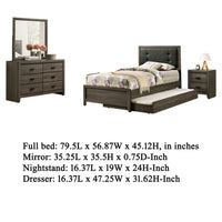Meli 4pc Full Size Bedroom Set, Upholstered, Dresser, Gray Solid Wood - BM328895