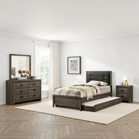 Meli 4pc Full Size Bedroom Set, Upholstered, Dresser, Gray Solid Wood - BM328895