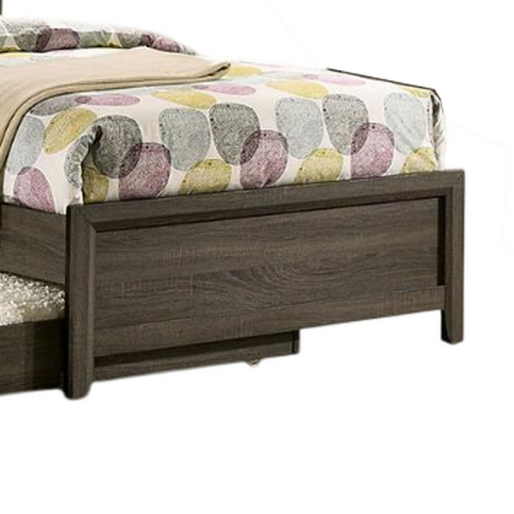 Meli Full Size Bed, Tufted Fabric Upholstery, Dark Gray Solid Wood - BM328896