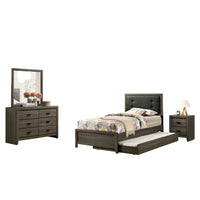 Meli 4pc Twin Size Bed Set with Dresser, Dark Gray Solid Wood Frame - BM328897