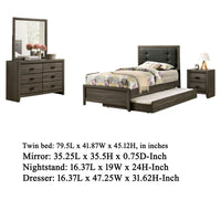 Meli 4pc Twin Size Bed Set with Dresser, Dark Gray Solid Wood Frame - BM328897
