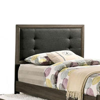 Meli Twin Size Bed, Button Tufted Upholstery, Dark Gray Solid Wood - BM328898