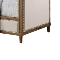 Kyra Twin Daybed with Nailhead Trim, Light Oak Pinewood, Beige Fabric - BM328907