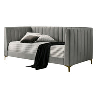 Iina Twin Daybed with Tuxedo Details, Gray Channel Tufted Flannelette - BM328908