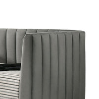 Iina Twin Daybed with Tuxedo Details, Gray Channel Tufted Flannelette - BM328908
