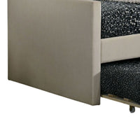 Oren Twin Daybed with Staircase Headboard, Beige Channel Tufted Fabric - BM328909