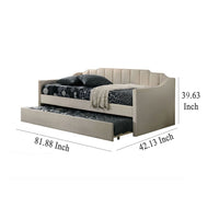 Oren Twin Daybed with Staircase Headboard, Beige Channel Tufted Fabric - BM328909