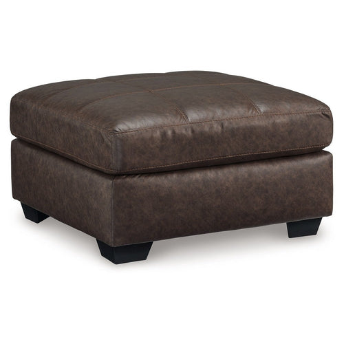 Barl Oversized Ottoman, Plush Dark Brown Faux Leather Cushion, 36 Inch -BM328962