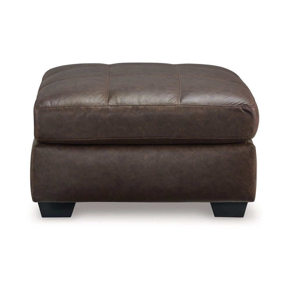 Barl Oversized Ottoman, Plush Dark Brown Faux Leather Cushion, 36 Inch -BM328962
