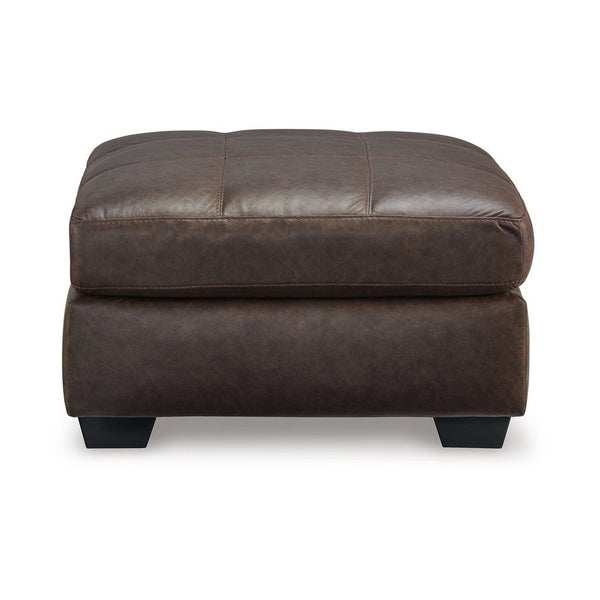 Barl Oversized Ottoman, Plush Dark Brown Faux Leather Cushion, 36 Inch -BM328962