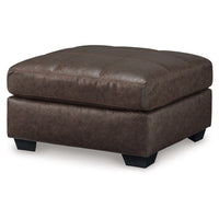 Barl Oversized Ottoman, Plush Dark Brown Faux Leather Cushion, 36 Inch -BM328962