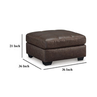 Barl Oversized Ottoman, Plush Dark Brown Faux Leather Cushion, 36 Inch -BM328962