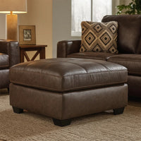 Barl Oversized Ottoman, Plush Dark Brown Faux Leather Cushion, 36 Inch -BM328962