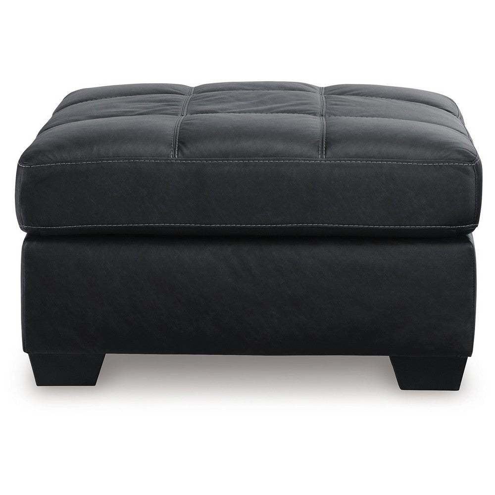 Barl Oversized Ottoman, Classic Black Faux Leather Cushion, 36 Inch -BM328963