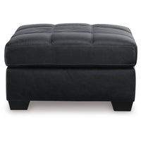 Barl Oversized Ottoman, Classic Black Faux Leather Cushion, 36 Inch -BM328963