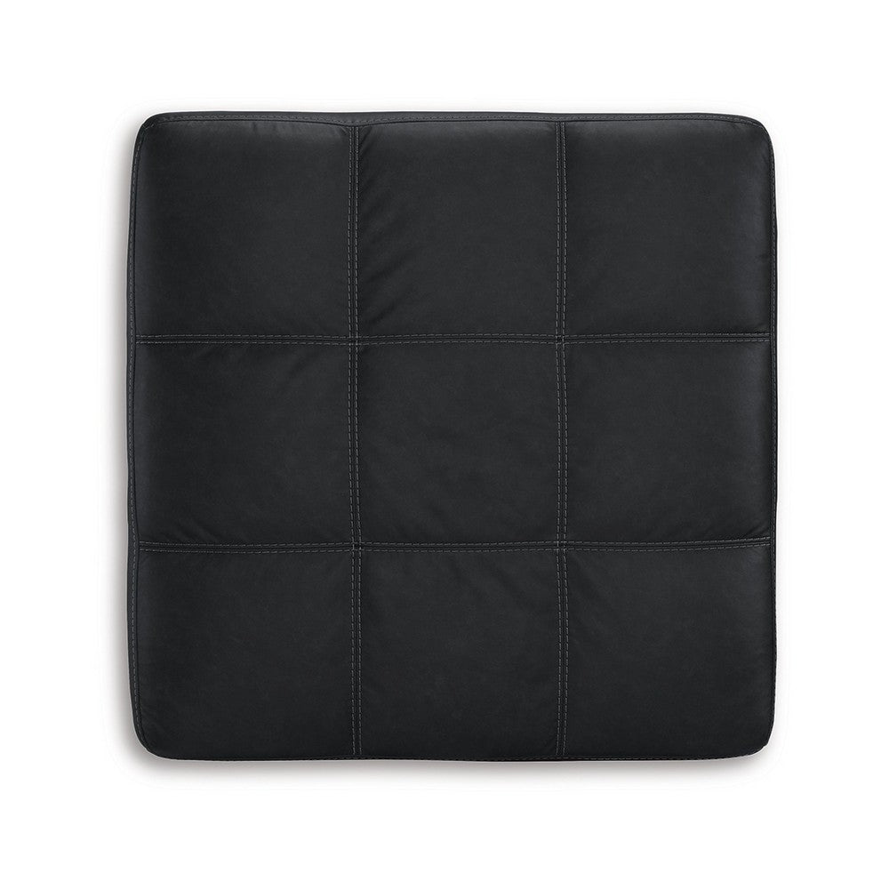 Barl Oversized Ottoman, Classic Black Faux Leather Cushion, 36 Inch -BM328963