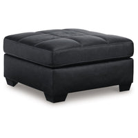 Barl Oversized Ottoman, Classic Black Faux Leather Cushion, 36 Inch -BM328963