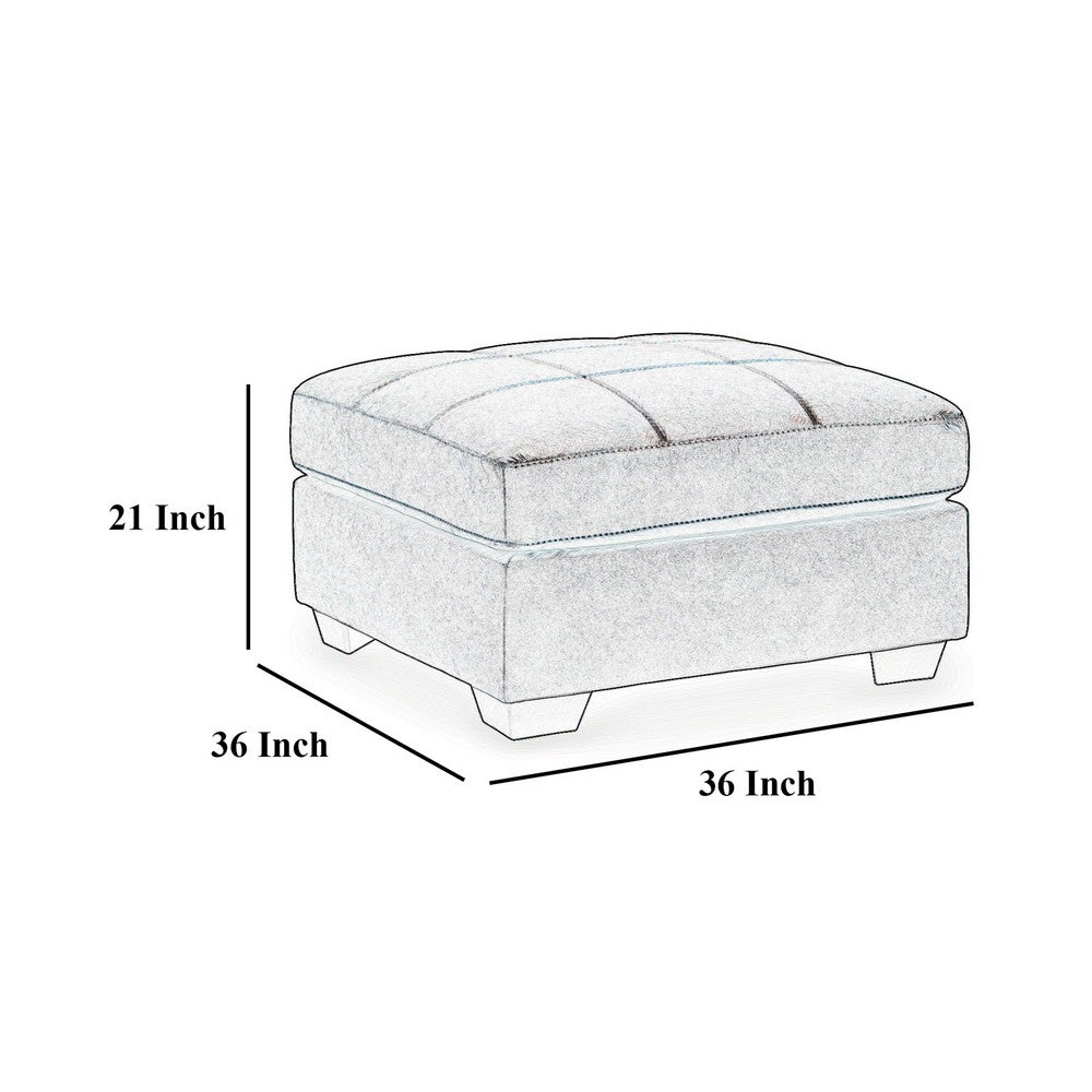 Barl Oversized Ottoman, Classic Black Faux Leather Cushion, 36 Inch -BM328963