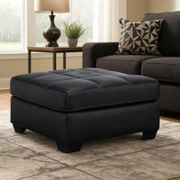 Barl Oversized Ottoman, Classic Black Faux Leather Cushion, 36 Inch -BM328963