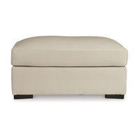 Rove Ottoman, 44 Inch Plush Cream Real and Faux Leather Cushion Top -BM328964