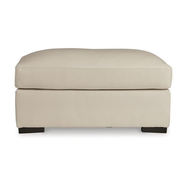 Rove Ottoman, 44 Inch Plush Cream Real and Faux Leather Cushion Top -BM328964