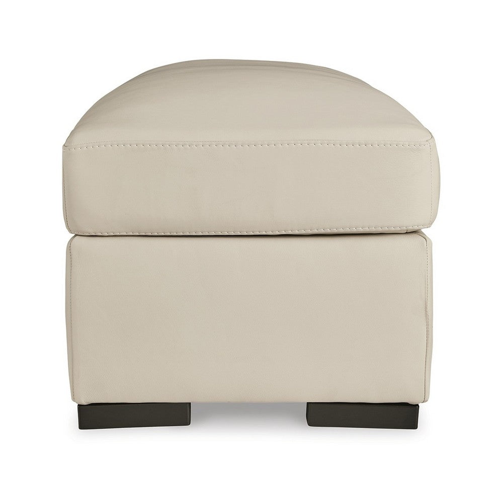 Rove Ottoman, 44 Inch Plush Cream Real and Faux Leather Cushion Top -BM328964
