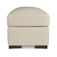 Rove Ottoman, 44 Inch Plush Cream Real and Faux Leather Cushion Top -BM328964