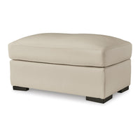 Rove Ottoman, 44 Inch Plush Cream Real and Faux Leather Cushion Top -BM328964