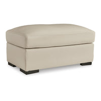 Rove Ottoman, 44 Inch Plush Cream Real and Faux Leather Cushion Top -BM328964