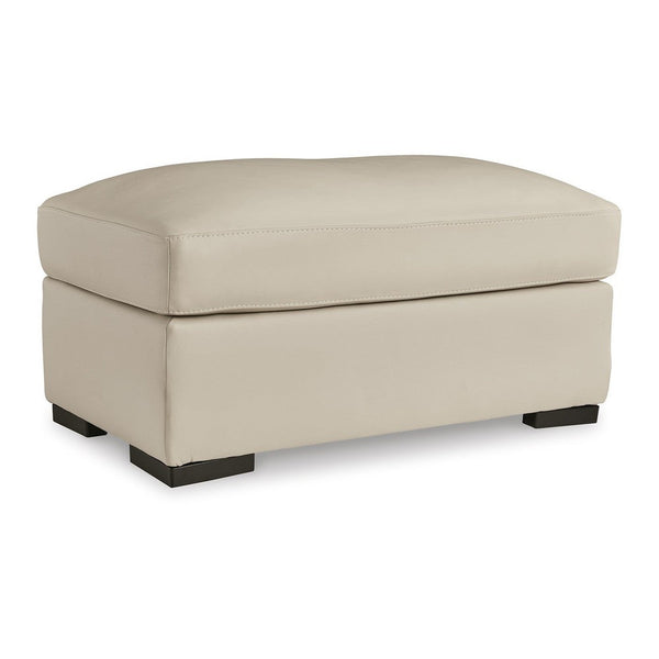 Rove Ottoman, 44 Inch Plush Cream Real and Faux Leather Cushion Top -BM328964