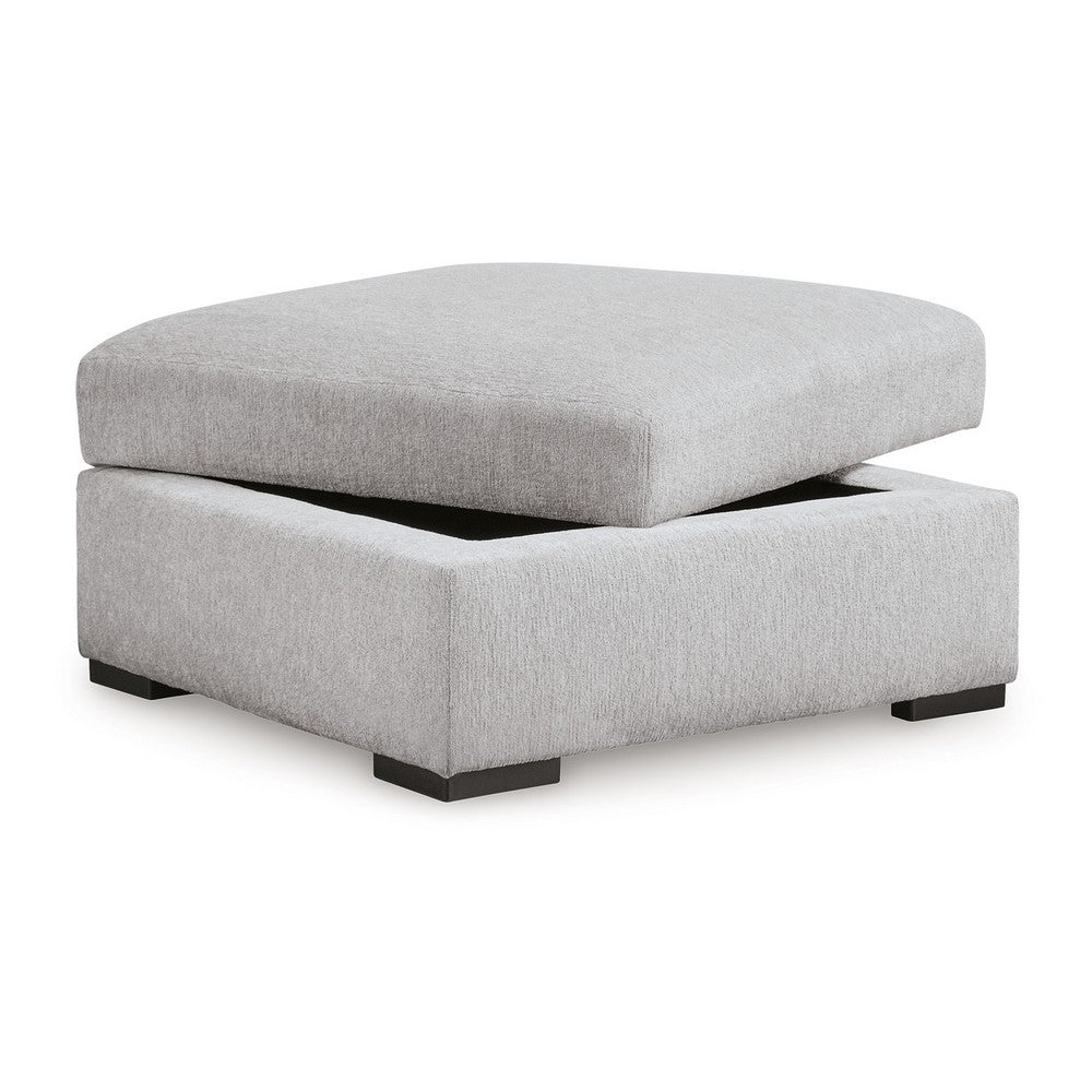 Gaby Low Profile Ottoman with Storage, Locking Wheels, Gray 37 Inch -BM328969
