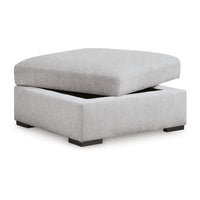 Gaby Low Profile Ottoman with Storage, Locking Wheels, Gray 37 Inch -BM328969