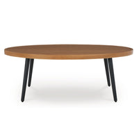 Izon Outdoor Cocktail Coffee Table, Modern 48 Inch Black Brown Metal -BM328981