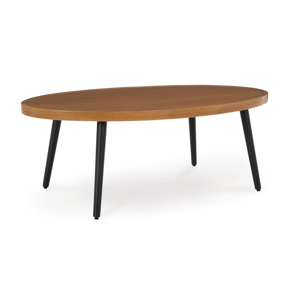 Izon Outdoor Cocktail Coffee Table, Modern 48 Inch Black Brown Metal -BM328981