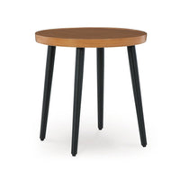Izon Outdoor Round End Table, Modern Design, 22 Inch Black Brown Metal -BM328982