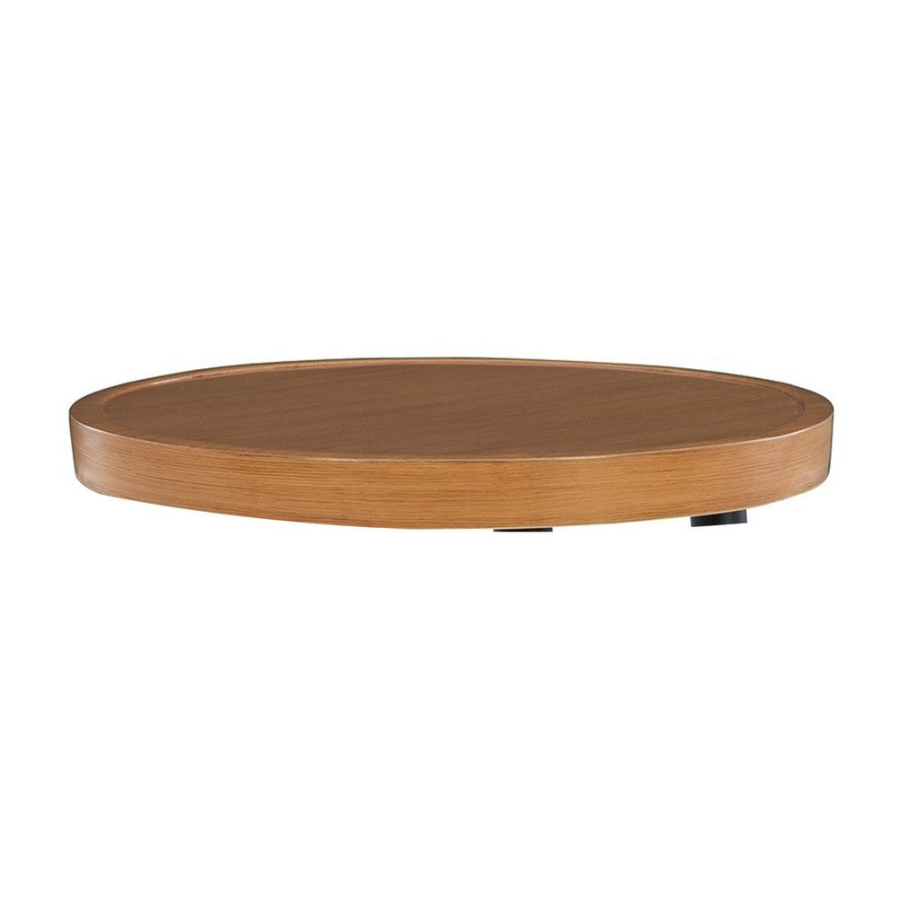 Izon Outdoor Round End Table, Modern Design, 22 Inch Black Brown Metal -BM328982