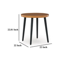 Izon Outdoor Round End Table, Modern Design, 22 Inch Black Brown Metal -BM328982